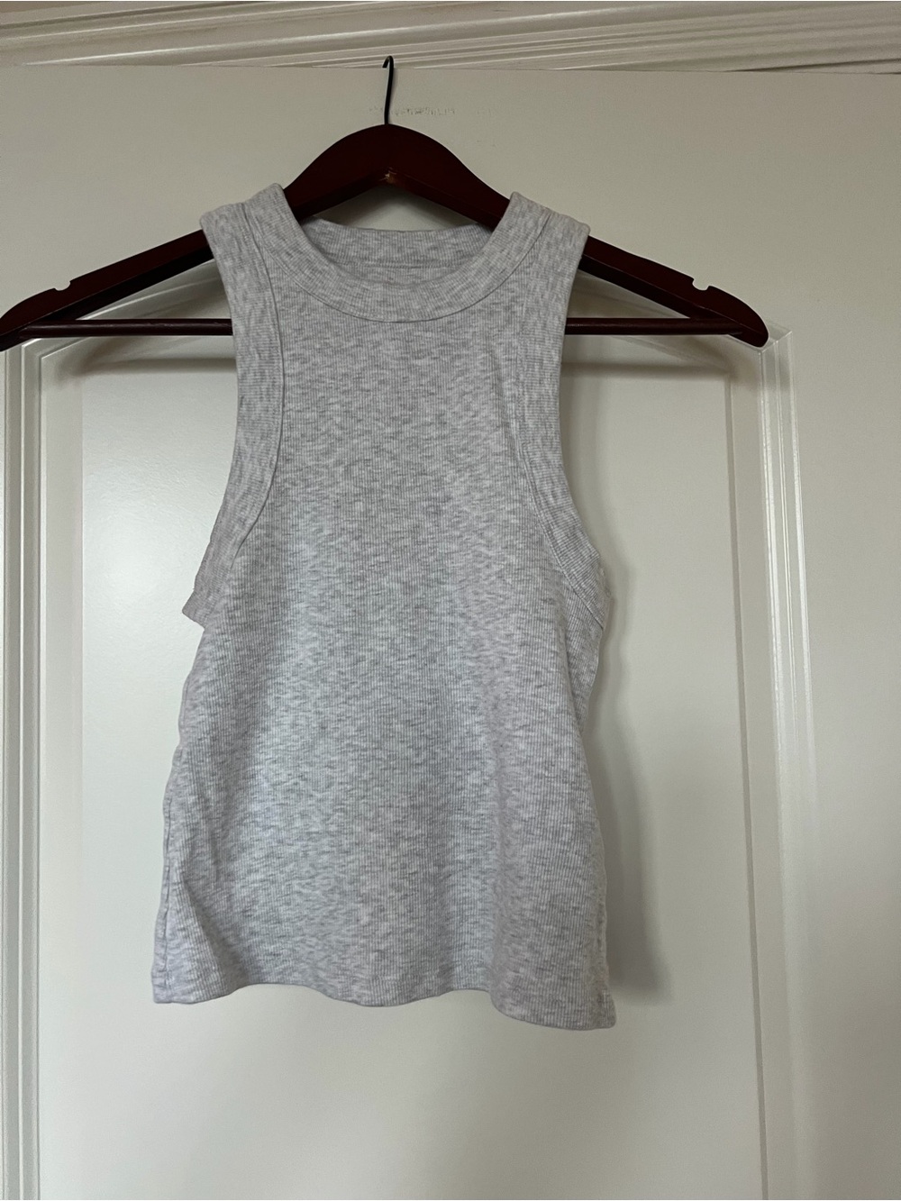 Light Gray Ribbed High-Neck Tank Top - Women